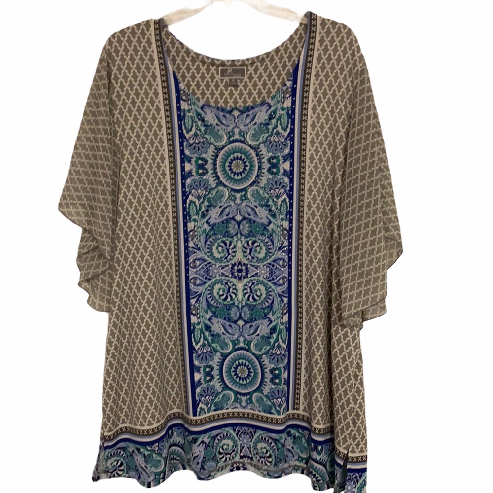 NWOT JM Collection Flutter Sleeve Blouse/Tunic